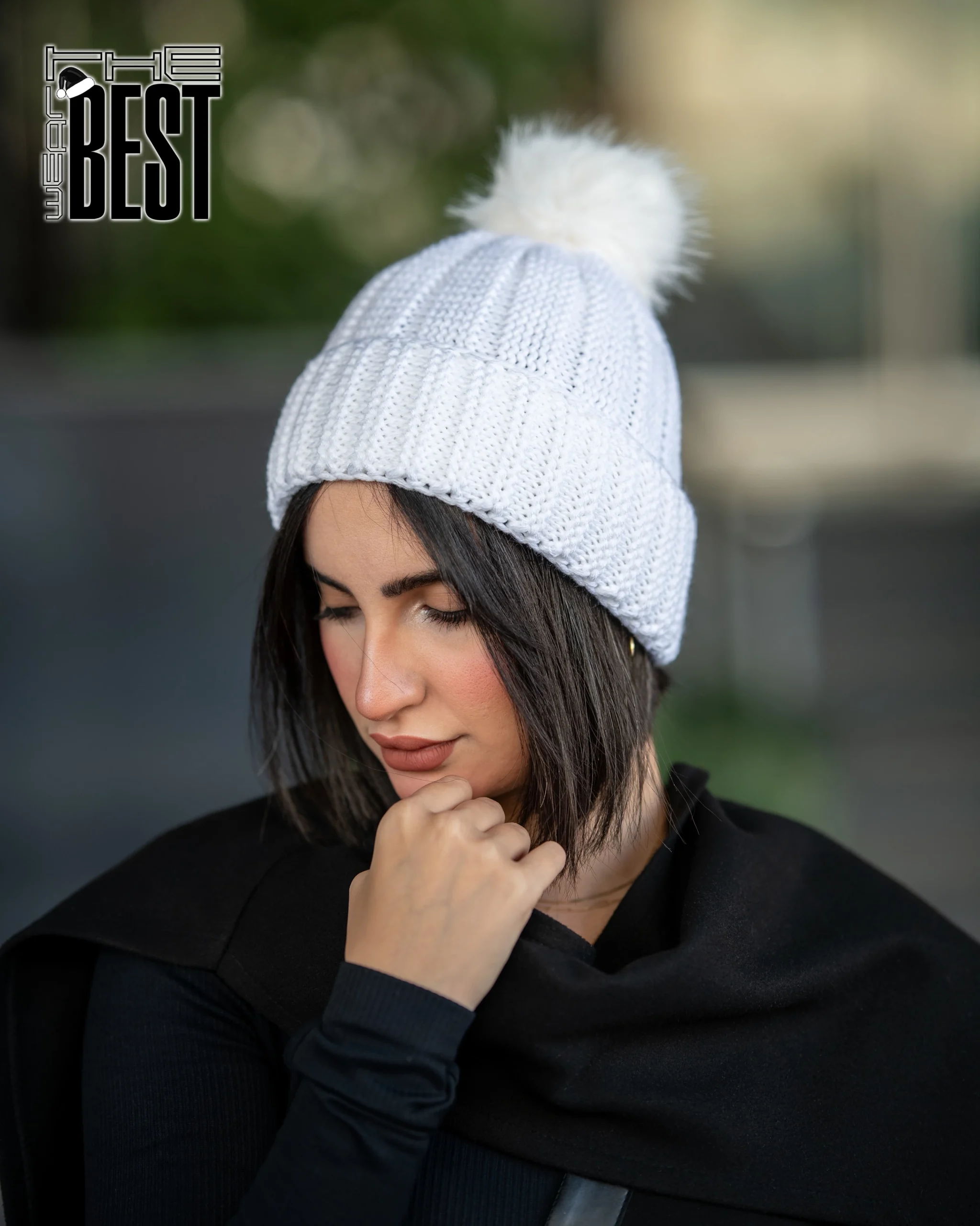 کلاه بافتنی ضخیم زمستانی پومدار - تصویر 2