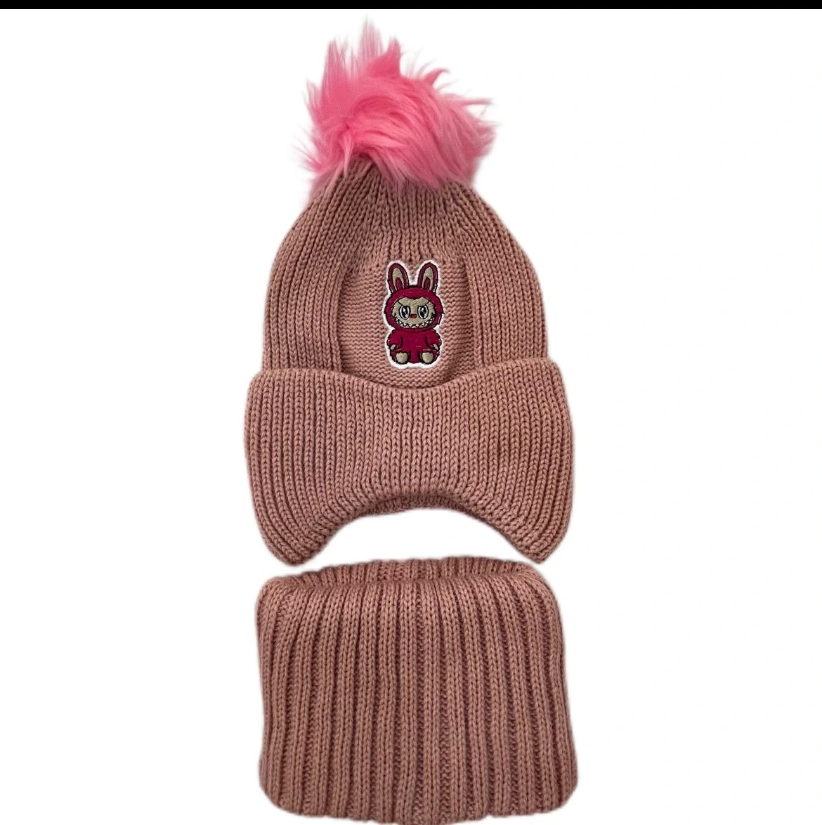 ست کلاه و گردن پوش زمستانه بچگانه مدل لبوبو